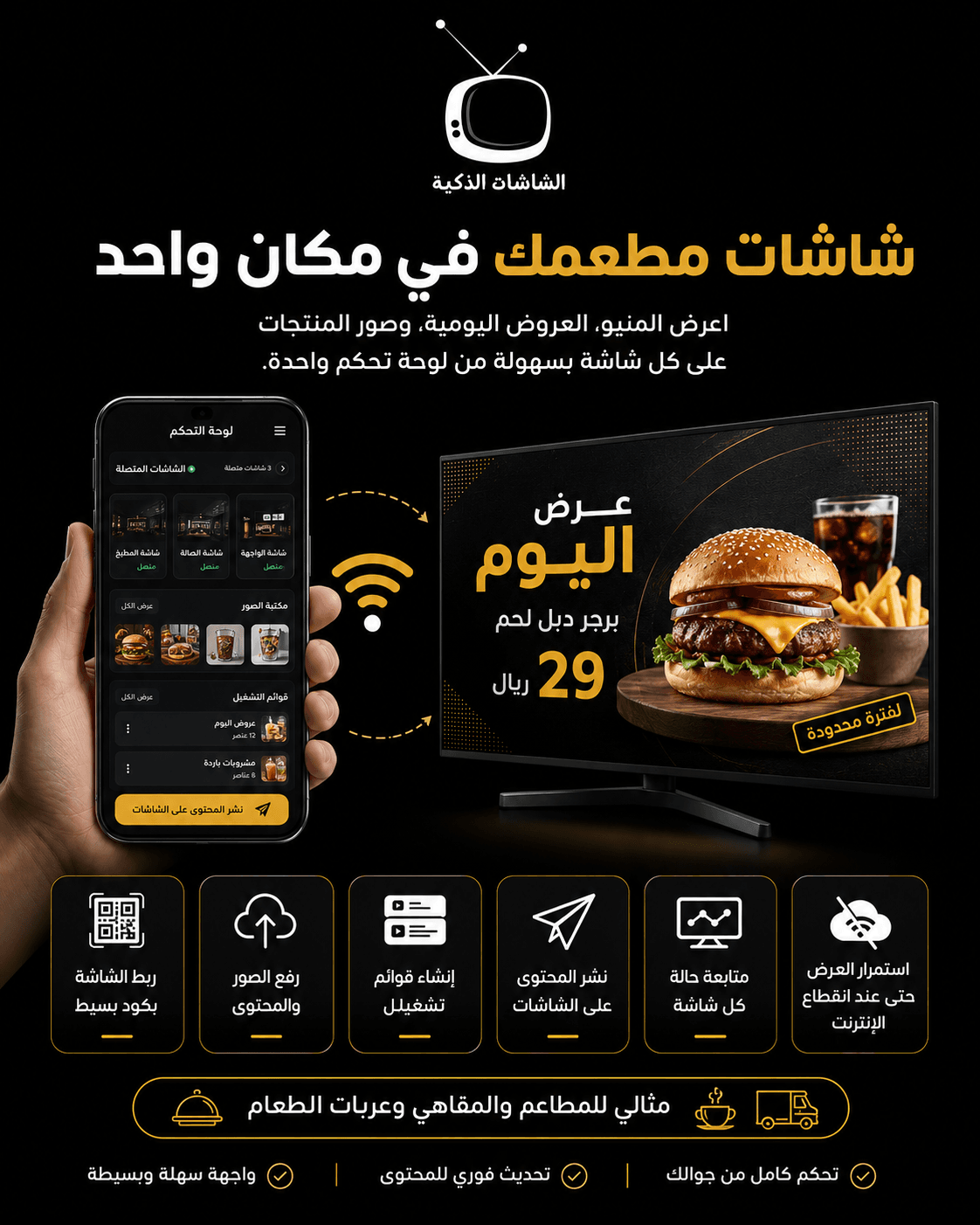 مثال شاشة رقمية في مطعم